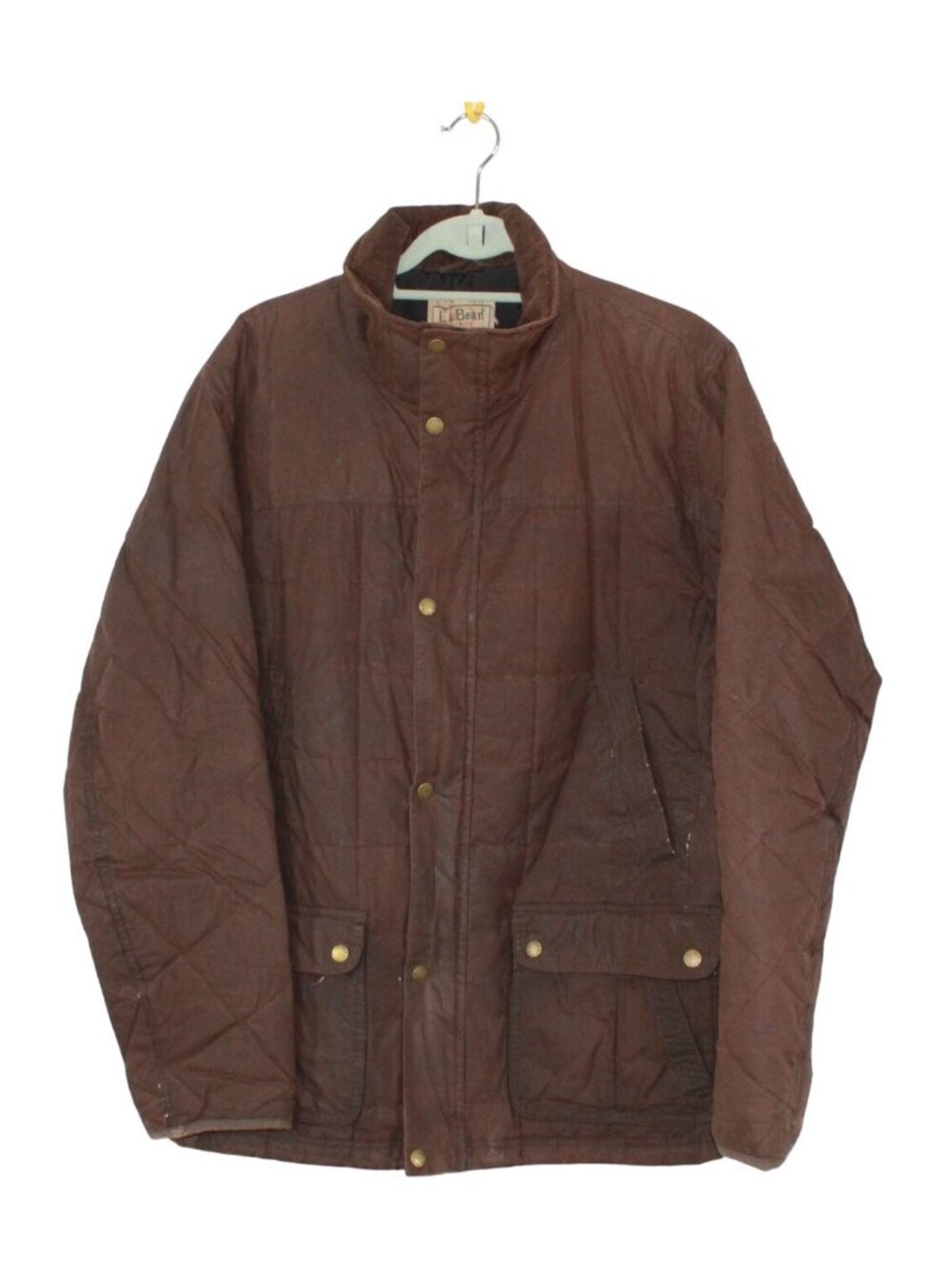 LL Bean Men's Upcountry Waxed Coat Duck Down Waterproof Brown L Tall